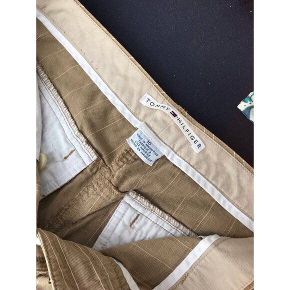 Tommy Hilifiger 100% Cotton Pinstripe Pants Size 10 tan and white - Picture 5 of 7
